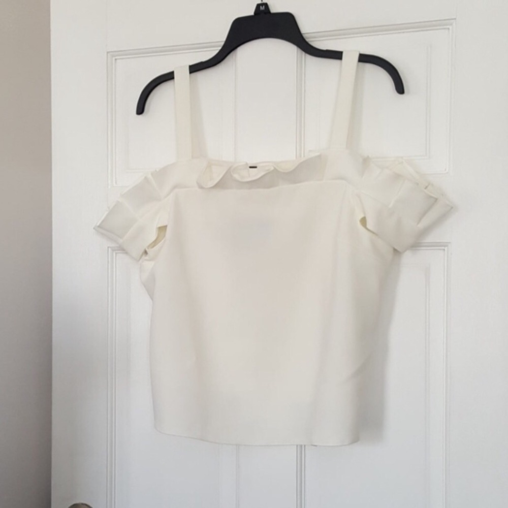 New Topshop cold shoulder ruffle shirt